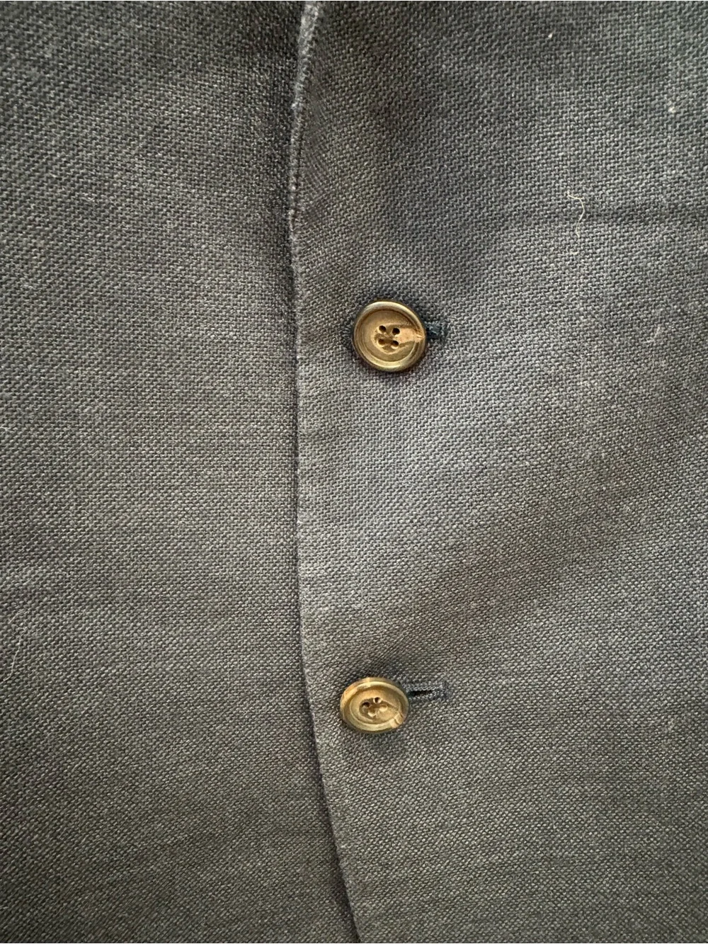 Lauren Ralph Lauren is a gray-blue suit jacket/blazer w/ classic 2button closure